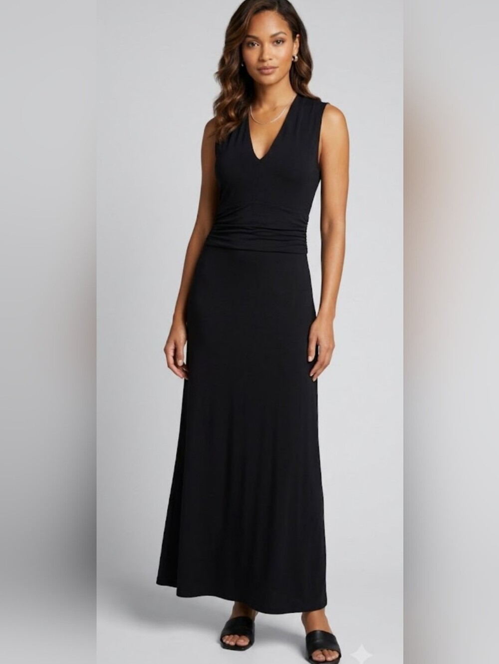 Vince Camuto Black V-Neck Sleeveless Dress Sizr Small